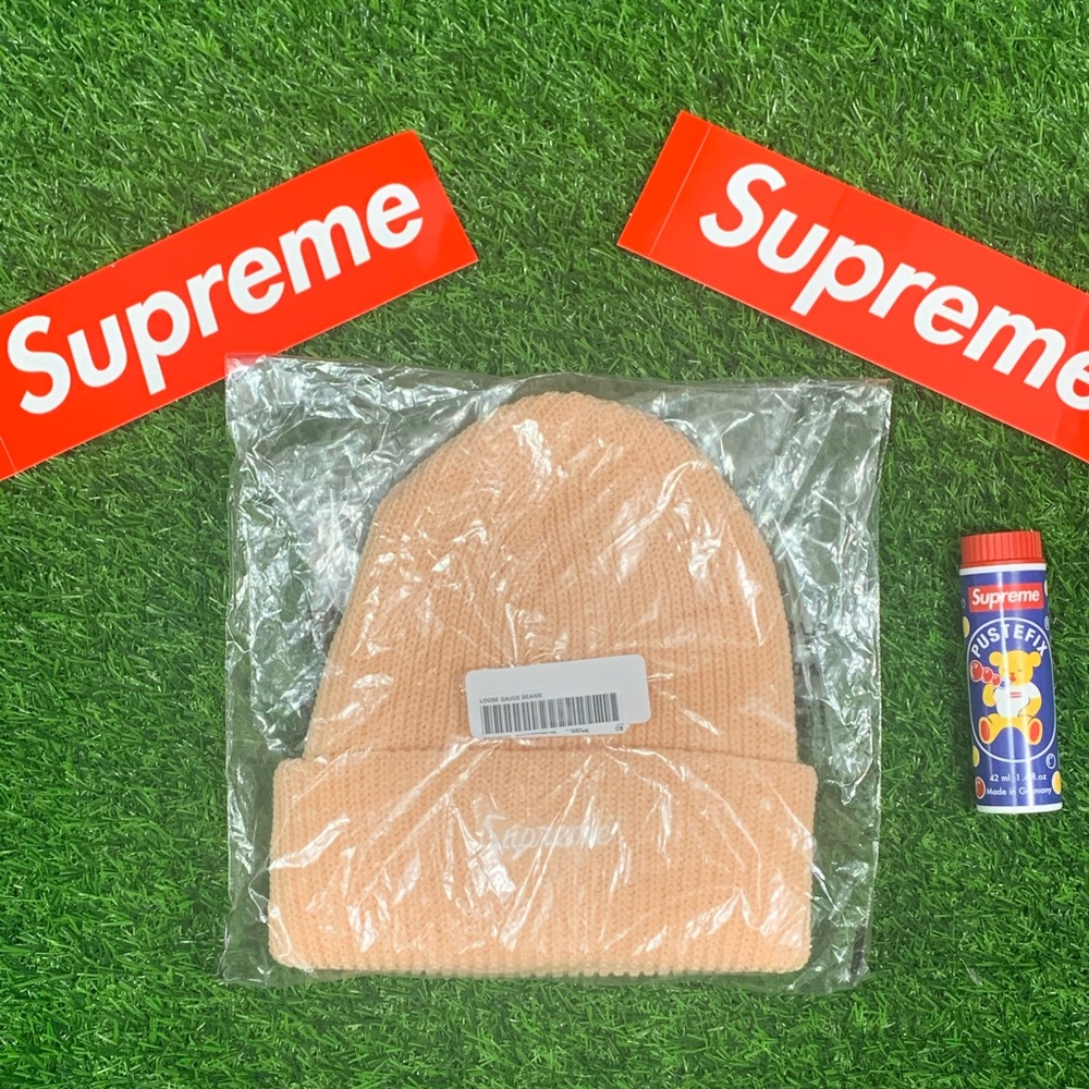 SS21 Supreme Loose Gauge Beanie - Beige - Picture 1 of 4